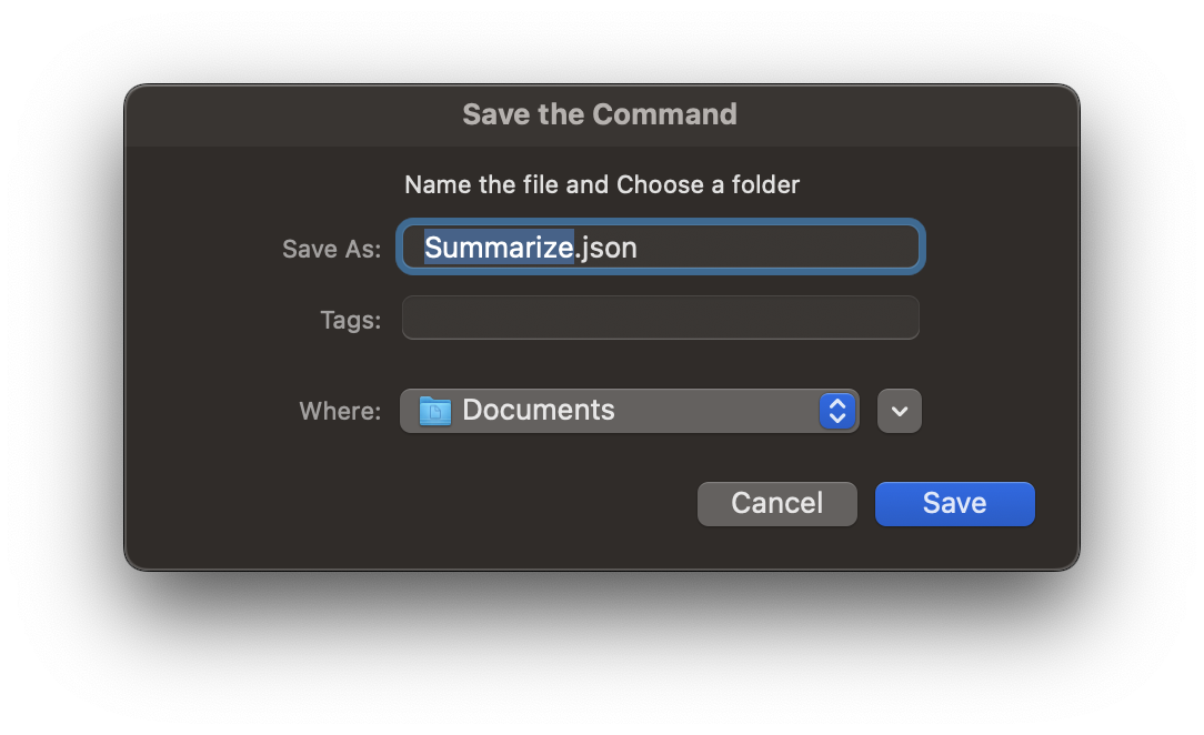 Export Save Panel